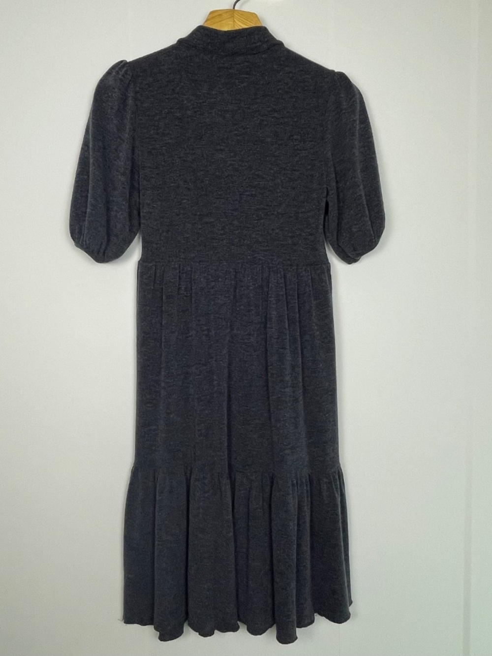 NWT ZARA Midi Dress Soft Touch Tiered Mock Neck Charcoal Gray Capsule Medium - Picture 2 of 7